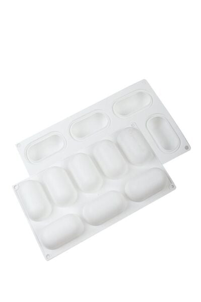 Globy Silikon Profesyonel Mousse 3D Oval Dikdörtgen Kek, Tatlı Kalıbı 8li