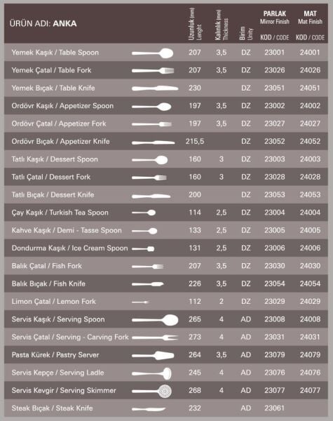 Aryıldız Anka Tatlı Kaşığı 12’li
