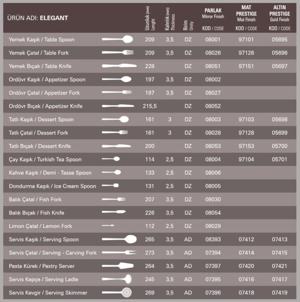 Aryıldız Elegant Kahve Kaşığı 12’li