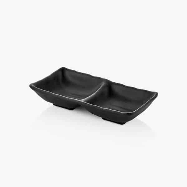 Külsan Thermoset İkili Ramekin, Sosluk Kase, 17.5x8.7 cm, 6 Adet, Siyah