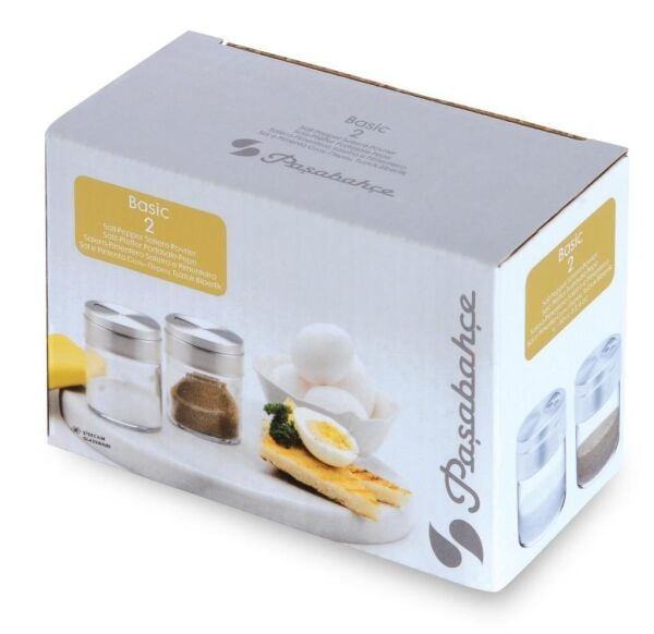 Paşabahçe Basic 43880 Metal Kapaklı Tuzluk - Biberlik 2'li