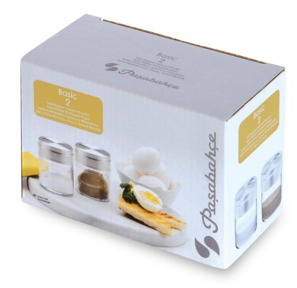 Paşabahçe Basic 43880 Metal Kapaklı Tuzluk - Biberlik 2'li