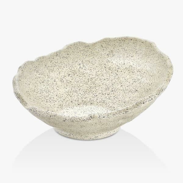 Külsan Thermoset Granit Efektli Eğimli Kase,Teşhir Kase 28.2x27.5 cm,Beyaz