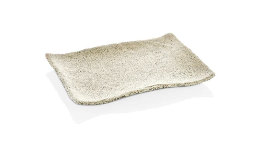 Külsan Thermoset Granit Efektli Dikdörtgen Servis Tabağı 34x23.6 cm, Beyaz