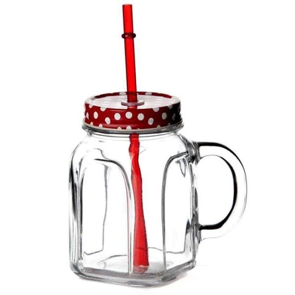 Paşabahçe 80388 Metal Kırmızı Kapaklı Kulplu Bardak 450 cc 2'li