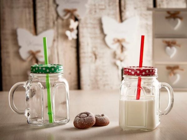 Paşabahçe 80388 Kırmızı Kapaklı Kulplu Bardak - Kupa 450 cc 2'li