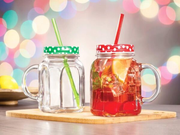 Paşabahçe 80388 Kırmızı Kapaklı Kulplu Bardak - Kupa 450 cc 2'li