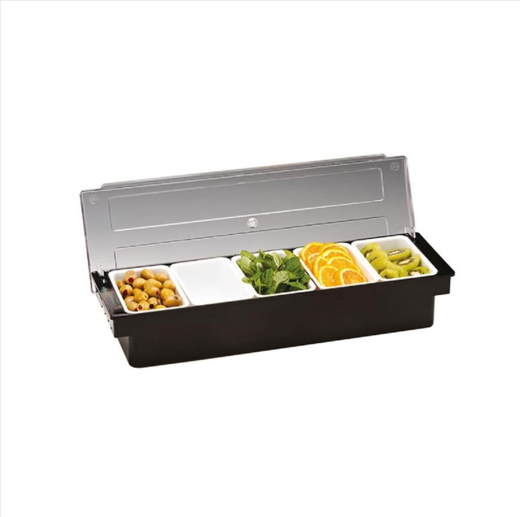 Zicco Kapaklı Polikarbon Bar Konteyner, 5'li, 50x16x9.5 cm, Siyah