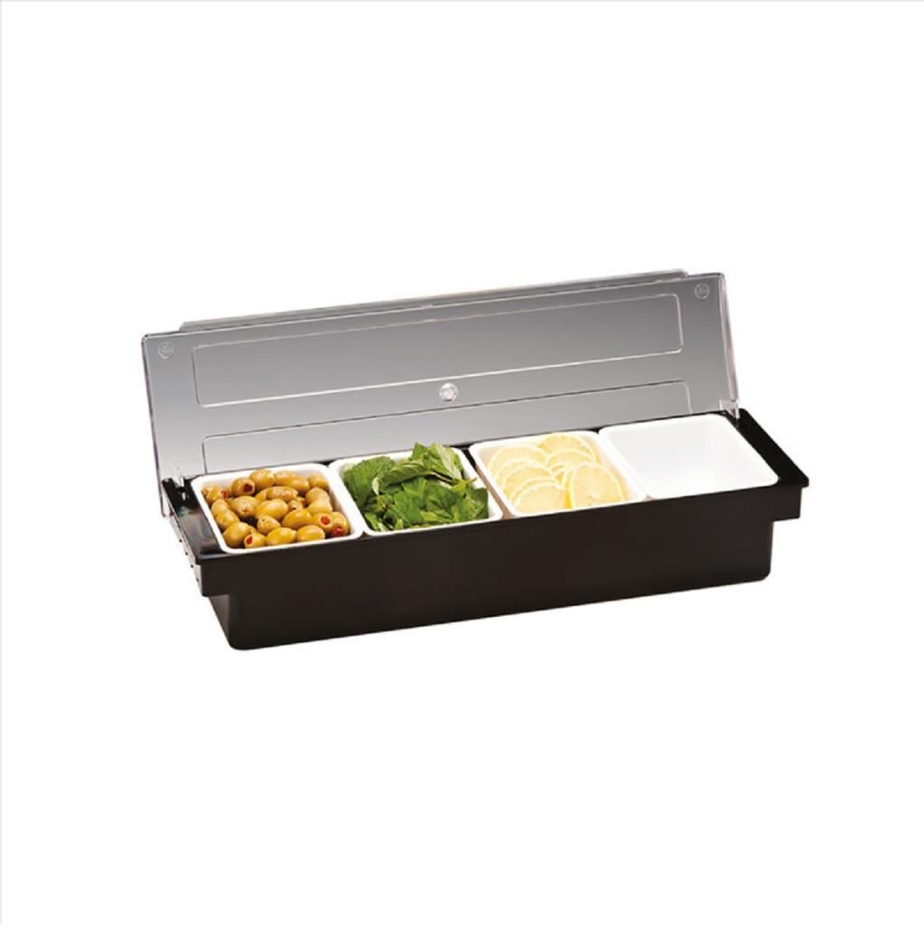 Zicco Kapaklı Polikarbon Bar Konteyner, 4'lü, 50x16x9.5 cm, Siyah