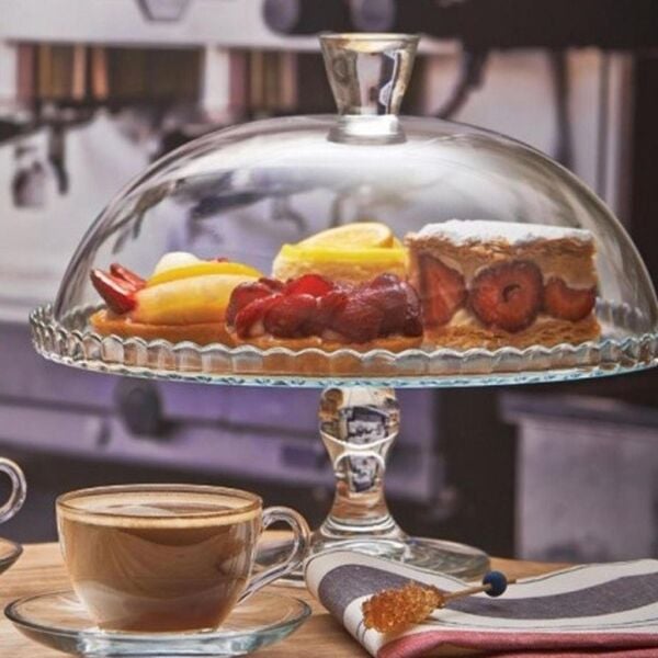 Paşabahçe 95200 Patisserie Cam Ayaklı Kapaklı Fanus 32 cm
