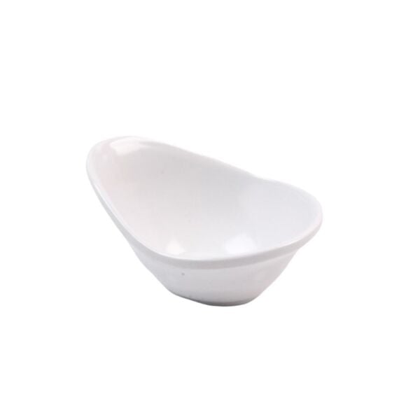 Globy Açık Büfe Konik Çukur Tabağı – 11,5X8,6X5,7 cm Beyaz Melamin (6'lı Set)