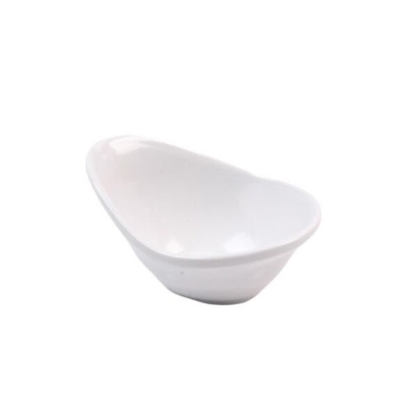 Globy Açık Büfe Konik Çukur Tabağı – 11,5X8,6X5,7 cm Beyaz Melamin (6'lı Set)