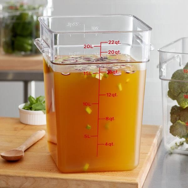 Cambro Polikarbon Camwear Ölçekli Kare Saklama Kabı 20,8 Litre