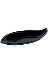 Globy Açık Büfe Melamin Yaprak Desen Sunum Tabak Siyah 51x24x7 cm