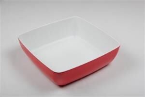 Globy Açık Büfe Kare Tabak Kırmızı/Beyaz 25,5x25,5x7,5 cm