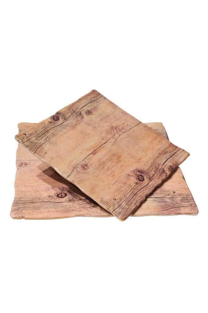 Globy Melamin Ahşap Görünümlü Kare Sunum Tabağı 28x28 cm