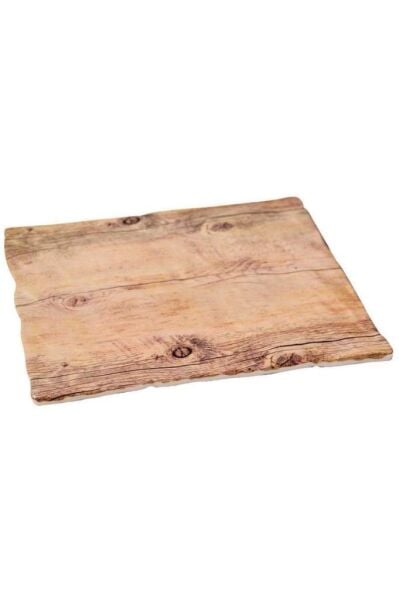 Globy Melamin Ahşap Görünümlü Kare Sunum Tabağı 28x28 cm