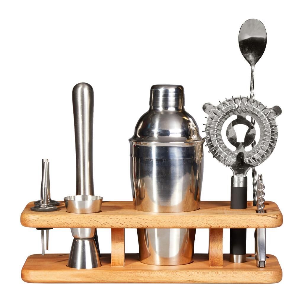 Biradlı GRV-1855 Ahşap Standlı Bar Seti, 7 Parça