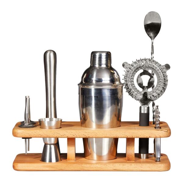 Biradlı GRV-1855 Ahşap Standlı Bar Seti, 7 Parça