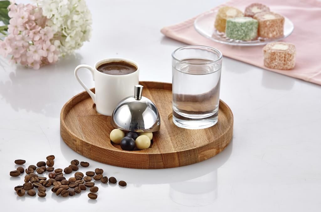 Biradlı GRV-301 Ahşap Yuvarlak Türk Kahve Seti