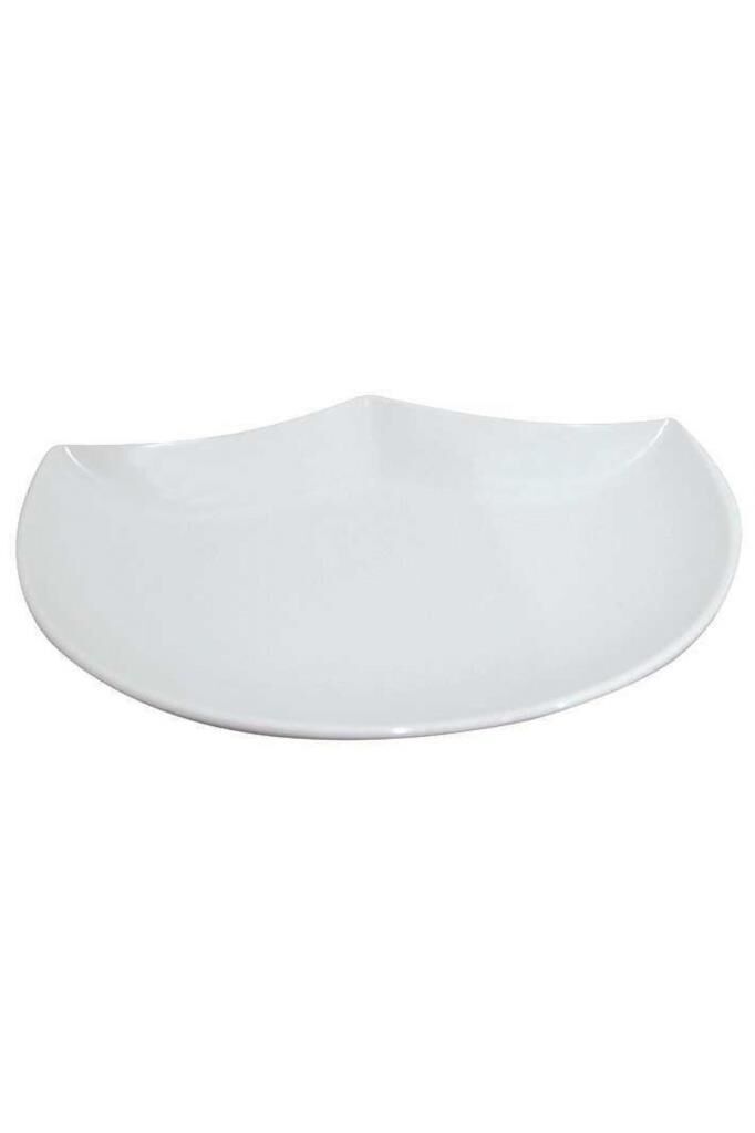 Globy Melamin Yarım Ay Sunum Tabağı Beyaz 29,5x24 cm