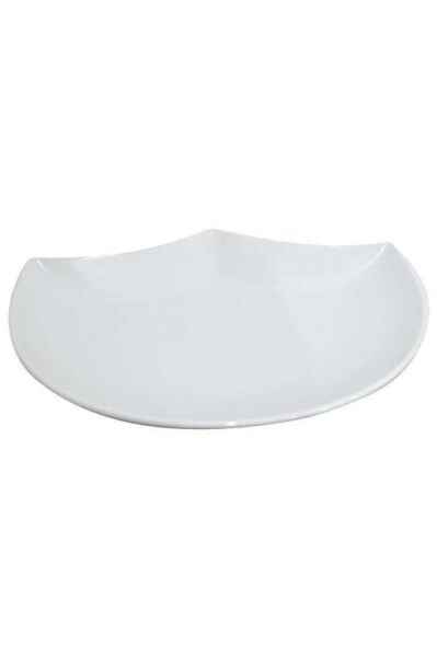 Globy Melamin Yarım Ay Sunum Tabağı Beyaz 29,5x24 cm