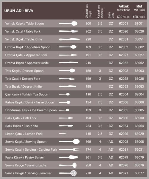 Aryıldız Riva Monoblok Yemek Bıçak 12'li