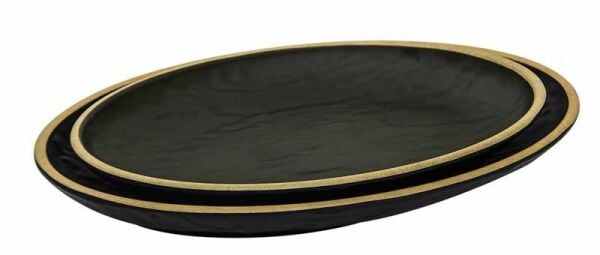 Globy Açık Büfe Oval Servis Sunum Tabağı Yellow 39x27,5x4,3 cm