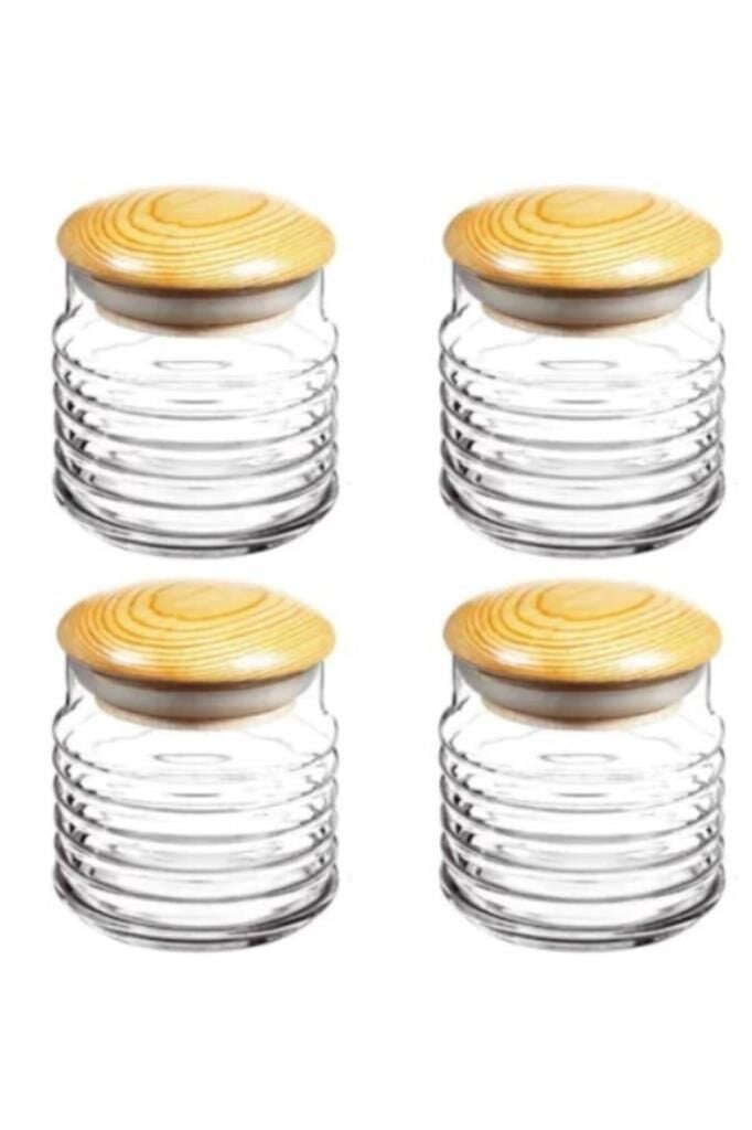 Paşabahçe 43163 Babylon Ahşap Kapaklı Kavanoz 630cc - 4 Adet