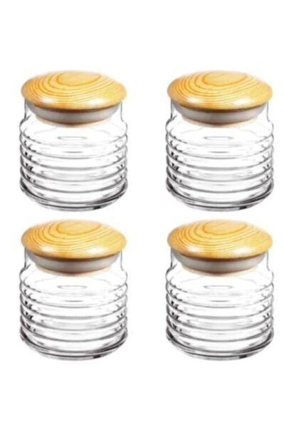 Paşabahçe 43163 Babylon Ahşap Kapaklı Kavanoz 630cc - 4 Adet