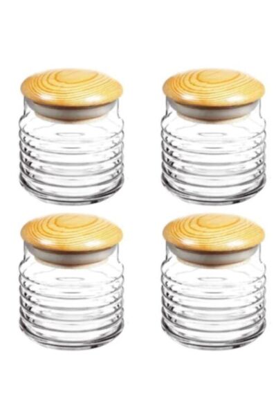 Paşabahçe 43163 Babylon Ahşap Kapaklı Kavanoz 630cc - 4 Adet