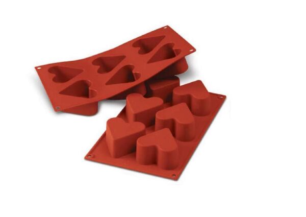 Globy Silikon Kalp Desenli Kek Kalıbı,Muffin Kalıbı 6lı