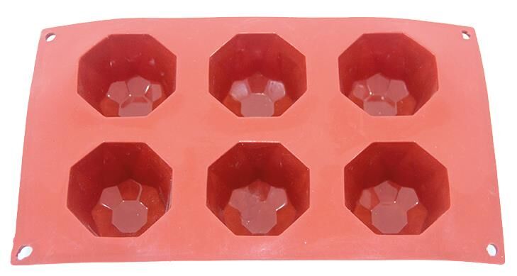 Globy Silikon Büyük Elmas Desenli Kek Kalıbı,Muffin Kalıbı 6'lı