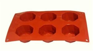 Globy Silikon Büyük Elmas Desenli Kek Kalıbı,Muffin Kalıbı 6'lı