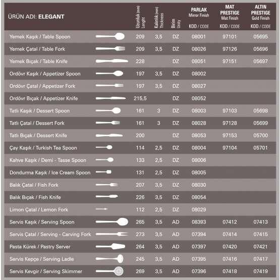 Aryıldız Elegant Tatlı Bıçağı 12'li