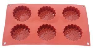 Globy Silikon Papatya Desenli Kek Kalıbı,Muffin Kalıbı 6lı