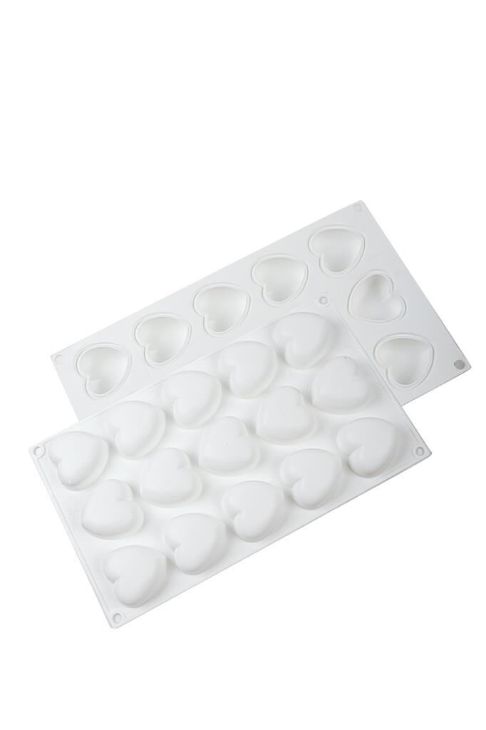 Globy Silikon Profesyonel Mousse 3D Kalp Desenli Kek, Tatlı Kalıbı 15li