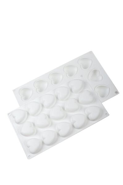 Globy Silikon Profesyonel Mousse 3D Kalp Desenli Kek, Tatlı Kalıbı 15li