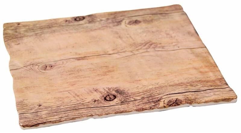 Globy Açık Büfe Ahşap Desenli Sunum Tabak Kare 35x35x1 cm