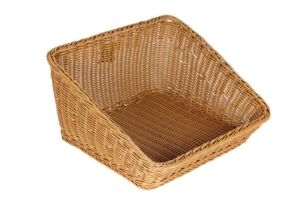 Globy Rattan Dokuma Plastik Eğimli Açıkbüfe Ekmek Sepeti, Ekmeklik 43x43 cm