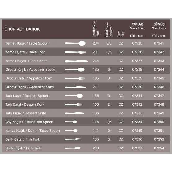 Aryıldız Barok Tatlı Bıçağı 12'li