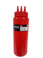 Bora Plastik Corona Fişek Sosluk - Ketçap Şişe 3 Delikli 950 ml Kırmızı- BO2059