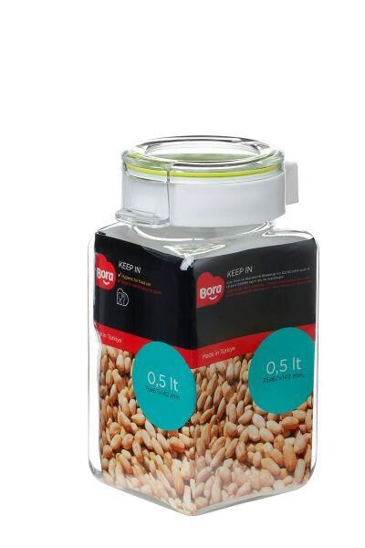 Bora Plastik Köşeli Pet Saklama Kabı, No:2, 500 ml - BO2201