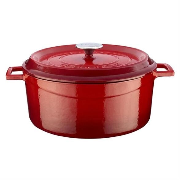 Lava Döküm Trendy Yuvarlak Tencere 28 cm Kırmızı