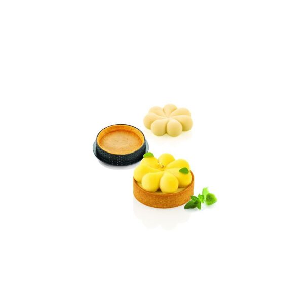 Silikomart Kit Tarte Ring Blossom Çiçek Desen Silikon Kek Kalıbı 8'li 7 cm