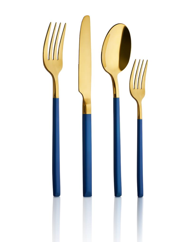 Aryıldız Soho Prestige Blue Gold 24 Parça Çatal Kaşık Bıçak Takımı