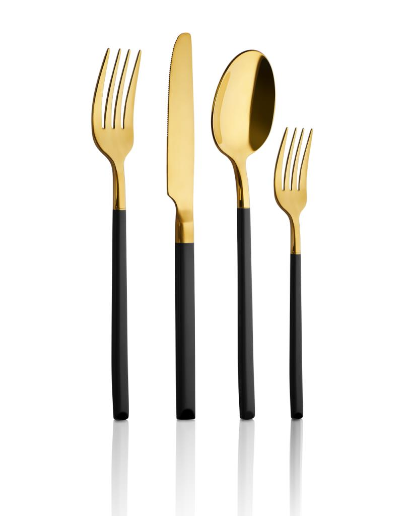 Aryıldız Soho Prestige Siyah Gold 24 Parça Çatal Kaşık Bıçak Takımı