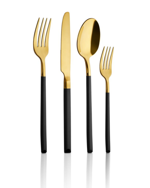Aryıldız Soho Prestige Siyah Gold 24 Parça Çatal Kaşık Bıçak Takımı