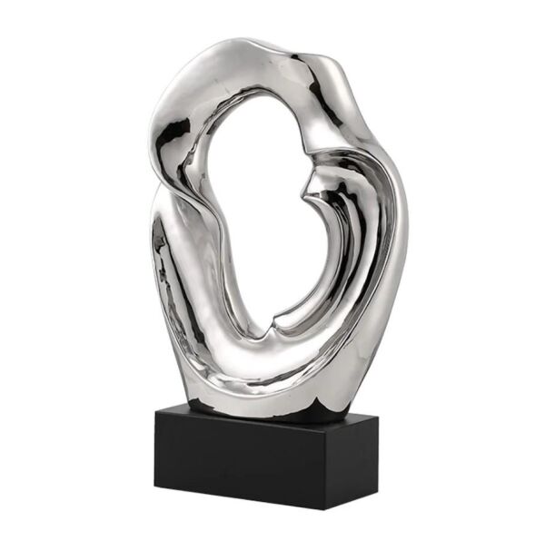 Globy Gümüş Renk, Siyah MDF Tabanlı Dekoratif Obje – 26 cm