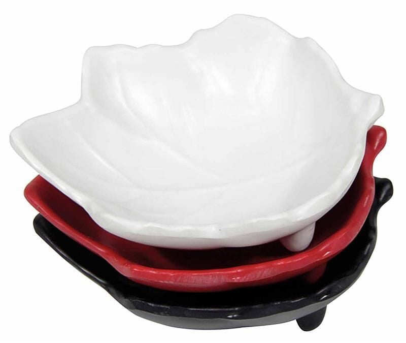 Globy Melamin Minimal Yaprak Kase, Sosluk Siyah 10 cm 6'lı